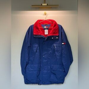 90s Tommy Hilfiger Men's Blue and Red Jacket